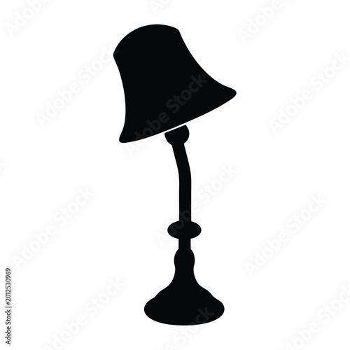 Silhouette of an elegant curved table lamp with a flared shade and base