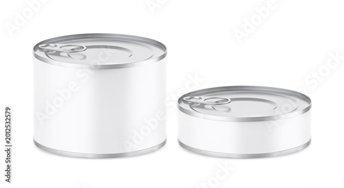 Unopened tin cans mockup template, canned food cans, aluminium cans for safe and long term storage of food. Steel sealed food storage containers.