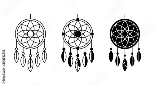 Принти на полотні Dreamcatcher Icons Set, Native American Symbols, Boho Spiritual Talismans, Triba