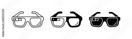 Quadro su tela Smart Glasses Icons, Augmented Reality Eyewear Set, Futuristic Technology Vector