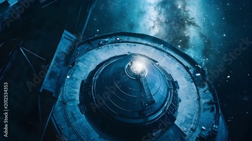 Futuristic Space Station Orbiting in Deep Space Sci Fi Cinematic Scene