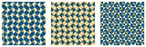 Photos Teal and golden, color tessellation set, bundle of modern seamless vector patterns