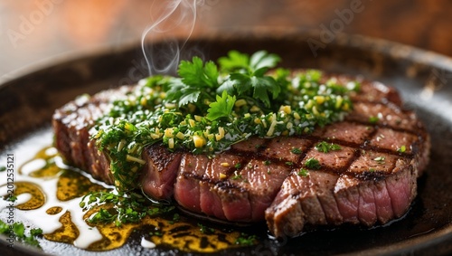 Sliced Fresh Tasty Beefsteak with Herbs