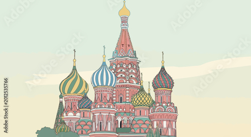Saint Basil's Cathedral, Moscow - Stylized Illustration