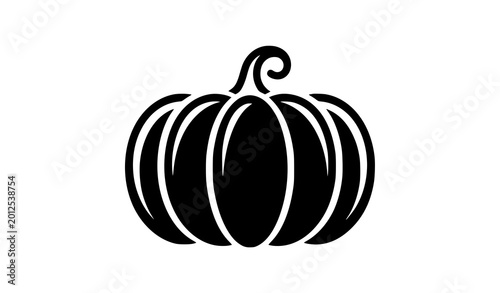 Fotografía Minimal oblong pumpkin vector icon with simple flat black silhouette illustratio