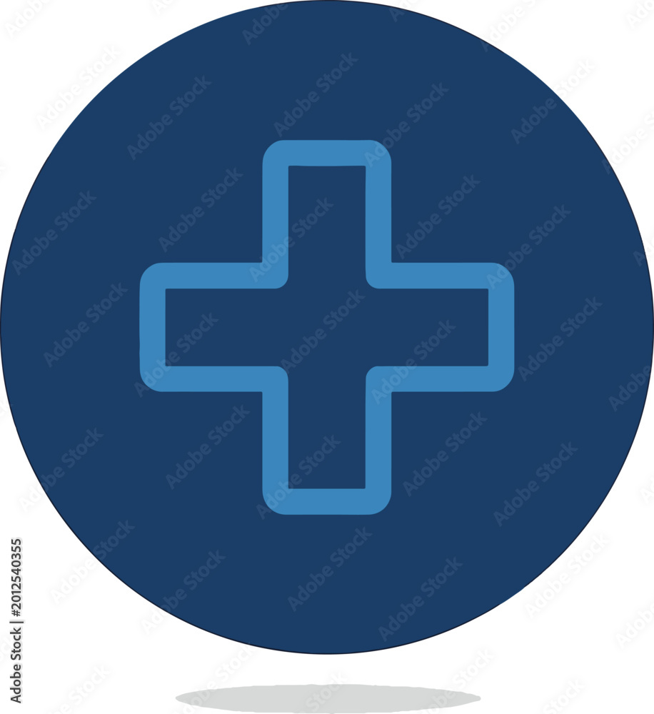 Fototapeta premium Minimalist Medical Cross Icon Enclosed Within a Simple Geometric Border, Professional Healthcare Symbol for Pharmacy, Hospital, First Aid, and Emergency Services Branding Graphic.
