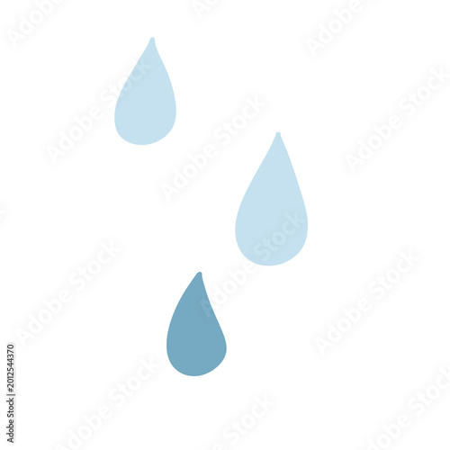 ブルーの雨粒のカラーイラスト・梅雨