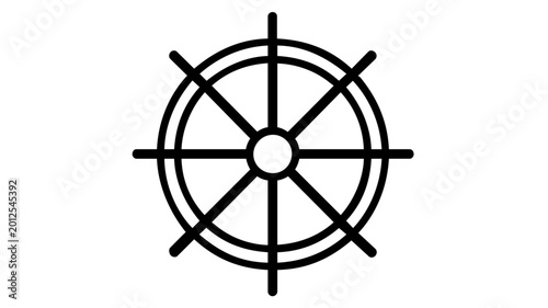 Foto Kubernetes Wheel Vector Icon: A clean black line art ship's steering wheel illustration representing cloud DevOps orchestration, container management, and modern technology infrastructure