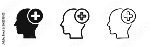 Foto Mental Health and Medical Head Icon Set - Psychology and Treatment Concept