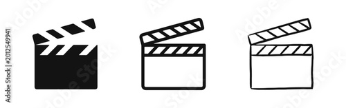 Schilderij op canvas Movie Clapperboard Icon Set - Cinema and Video Production Symbols in Solid, Outl