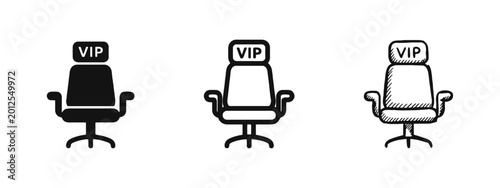 Obraz na plátne VIP Office Chair Icon Set - Executive Seating and Premium Comfort Symbols in Thr