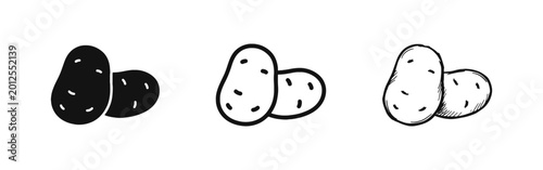 Cuadro en lienzo Raw Organic Potato Vegetable Icon Set for Food Cooking and Agriculture Concept
