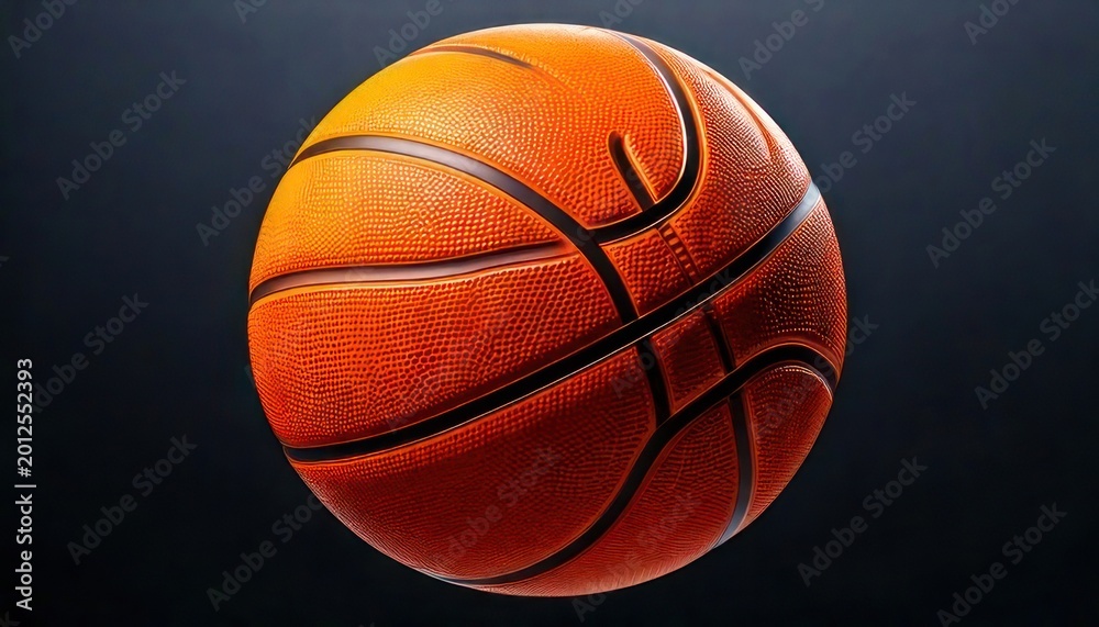 Fototapeta premium Basketball close-up on dark background, showcasing texture and design.