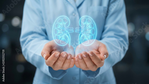 Cancer risk factor. cancer risk factor kidney hologram doctor hand health. Oncology patient consultation. health care diagnosis, disease prevention treatment, medicine information, danger