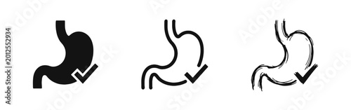 Konstfotografi Human Stomach Health and Digestion Success Icon Set for Medical Wellness