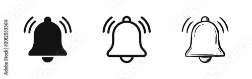 Foto Bell Notification Alert Alarm Icon Set for Sound Signal and Message Notice