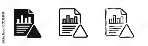 Fotografía Data Report with Warning Triangle Alert Icon Set for Information Error and Analy