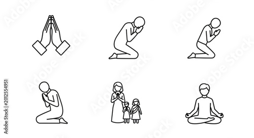 Quadro su tela People in various prayer positions.