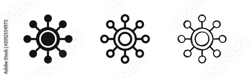 Cuadro en lienzo Central Hub Node Network Icon Set for Distribution, Data Connection and Strategy