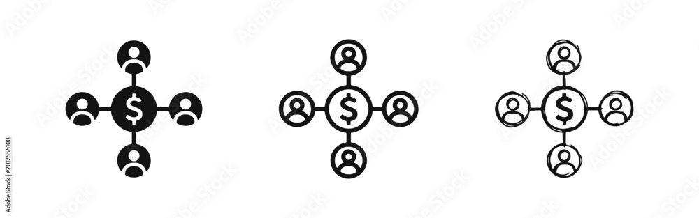 Obraz premium Profit Sharing Network and Team Business Compensation Icon Set