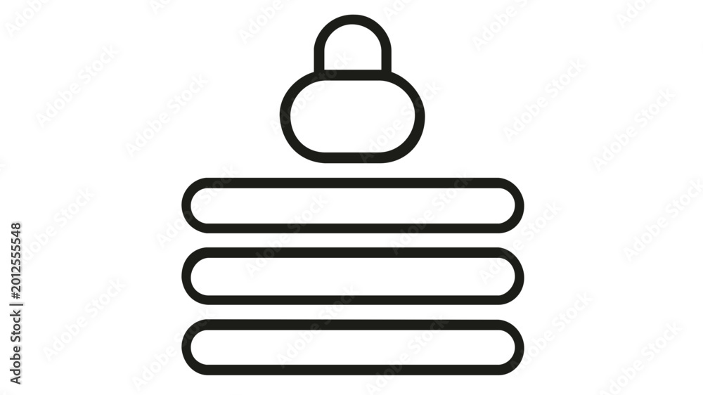 Photos Encryption Layer Vector Icon Illustration: A stack of three horizontal lines representing data layers with a secure padlock on top, symbolizing cloud security, devops, and database protection