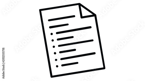 Meeting agenda document vector icon illustration featuring a clean line art style with bullet points and a folded corner, perfect for business operations, task lists, and office paperwork.