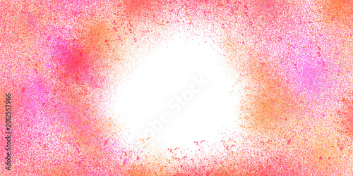 Vibrant pink and orange gradient background with white center circle