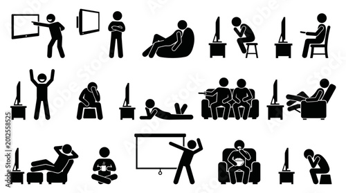 Billede på lærred Diverse stick figure icons depicting people engaging in various activities