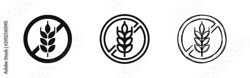 Konstfotografi Gluten Free Icon Set with Wheat Ear and Cross Symbol