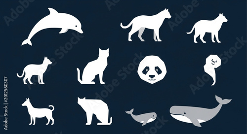 Canvas Print Various animal silhouettes in collection.