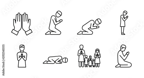 Quadro su tela People in various prayer positions together.