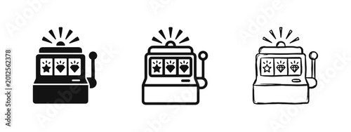 Fotografía Slot Machine and Casino Gambling Icons Set