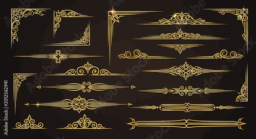 Decorative Gold Ornaments and Swirls - Vintage Design Elements Set