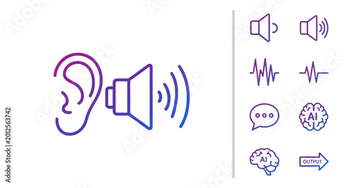 Photos Hearing Ear with Megaphone Icon.