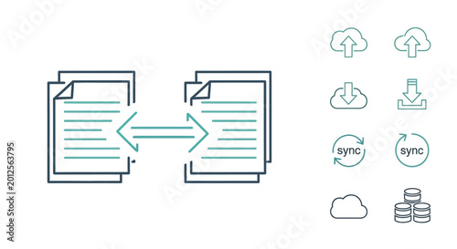 Documents Transferring Data Sync Icons.