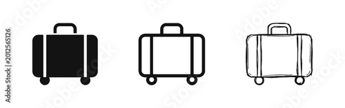 Bild auf Leinwand Travel Suitcase Luggage with Wheels and Handle Icons Set
