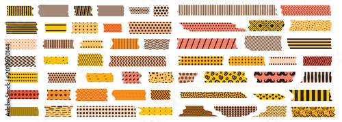 Tableau sur toile Orange scotch tape icon set, red and pink adhesive tape pieces