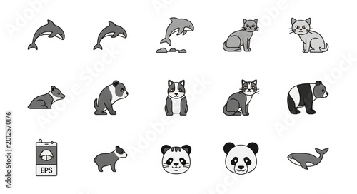 Photography Various cartoon animals line up.