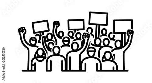 Tableau sur toile People protesting with signs and fists.