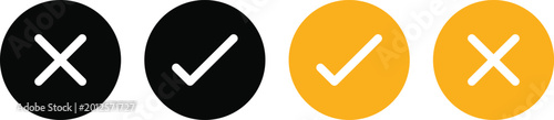 simple icon vector of tick and cross symbol. Yes, no, Correct, Wrong