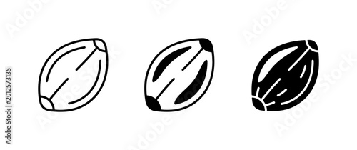 Foto Cocoa Bean Icons, Chocolate Ingredient Vector Graphics, Cacao Seed Symbols for F