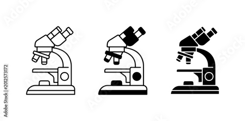 Tableau sur toile Microscope Icons Set, Scientific Research Tools, Laboratory Equipment, Medical A
