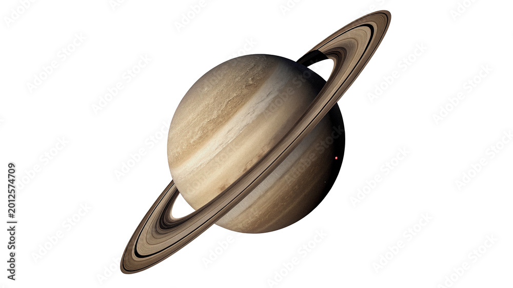 Fototapeta premium Detailed planet saturn with its rings for space exploration astronomy and science education concepts isolated on transparent background cut out