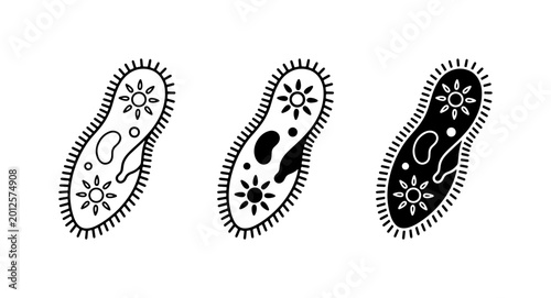 Tableau sur toile Microscopic Paramecium Vector Icons, Single-celled Organism Illustrations, Proto