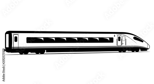 Canvastavla High speed train silhouette on a white background