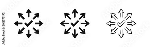 Konstfotografi Success in all directions icon set for versatility and broad achievements