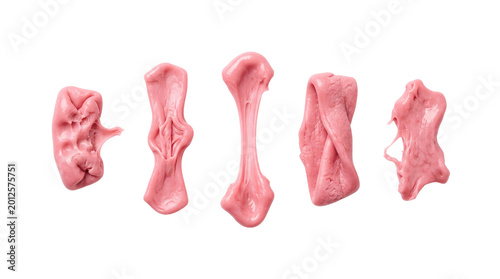 Принти на полотні Collection of pink stretched bubblegum shapes isolated