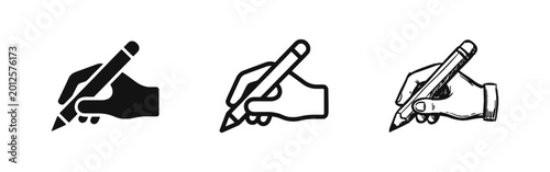 Foto Hand Holding Pencil Writing and Sketching Icons