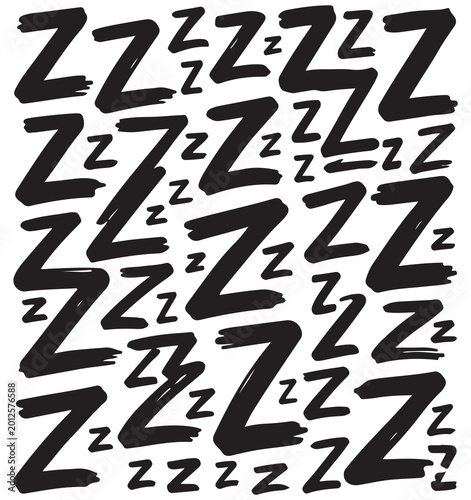 Black hand drawn letter z symbols pattern representing sleep and dreaming