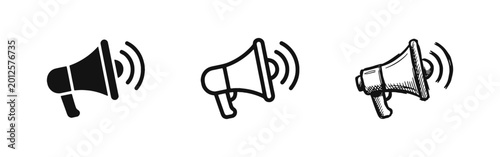 Tableau sur toile Megaphone Loudspeaker Icon Set for Marketing and Promotion